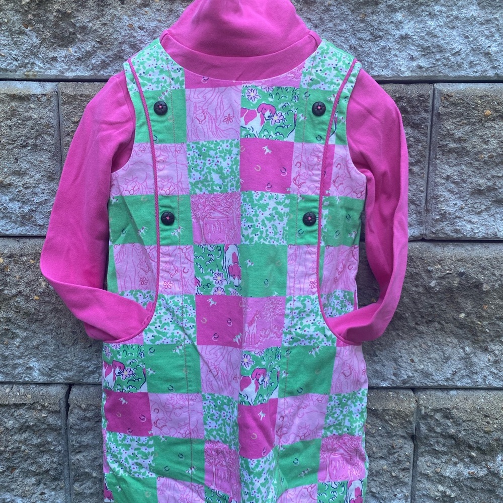 Lilly Pulitzer 5 Girls pink dog dress jumper top